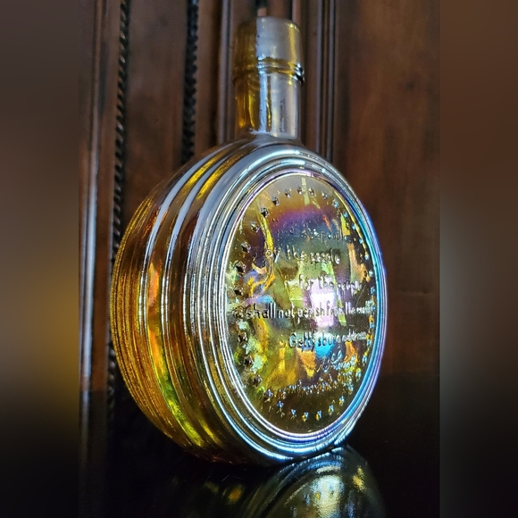 1970 NIB Decanter Abraham Lincoln Irredescent Carnival Glass Wheaton Nuline - Picture 4 of 15